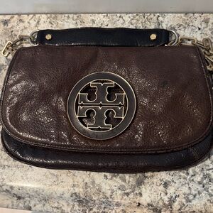 Tory Burch Dark Brown Leather Clutch